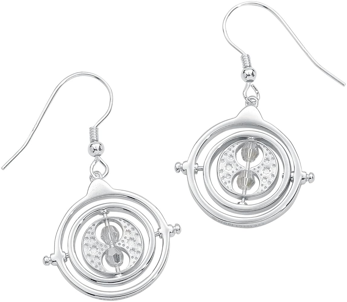 Time Turner Spinning Sterling Silver Drop Earrings Embellished with Crystals