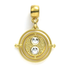 Time Turner Sterling Silver Gold Plated Slider Charm with Crystals