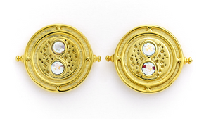 Time Turner Stud Earrings - Gold Plated Sterling Silver Embellished with Crystals