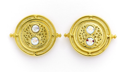 Time Turner Stud Earrings - Gold Plated Sterling Silver Embellished with Crystals
