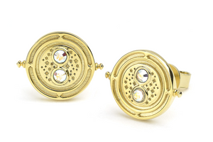Time Turner Stud Earrings - Gold Plated Sterling Silver Embellished with Crystals