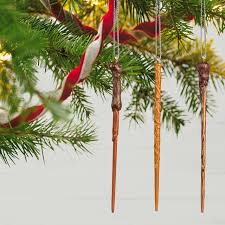 Wizarding Wand Set of 3 Christmas Tree Ornaments
