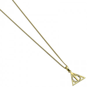 Deathly Hallows Necklace - Gold Plated Sterling Silver with Crystals