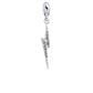 Lightning Bolt Sterling Silver Slider Charm with Crystals