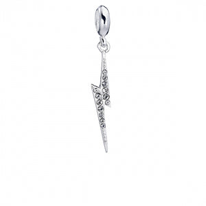 Lightning Bolt Sterling Silver Slider Charm with Crystals