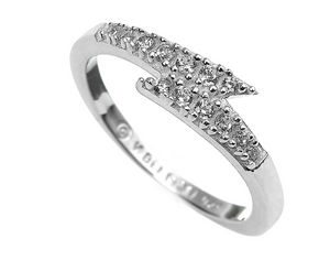 Lightning Bolt Ring - Sterling Silver Embellished with Crystals
