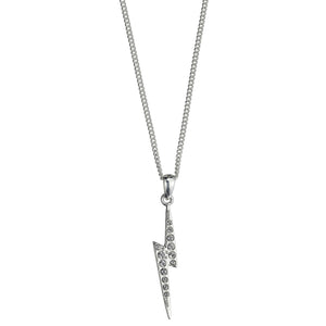 Lightning Bolt Sterling Silver Necklace with Crystals