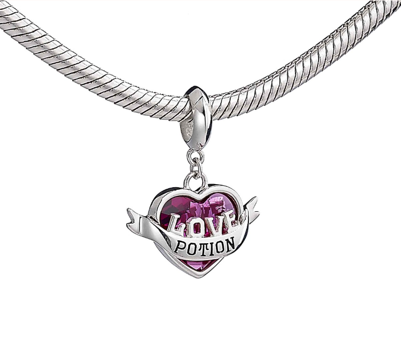 Love Potion Sterling Silver Slider Charm Embellished with Crystals