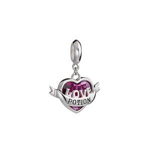 Love Potion Sterling Silver Slider Charm Embellished with Crystals