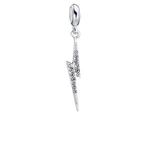 Lightning Bolt Sterling Silver Slider Charm with Crystals