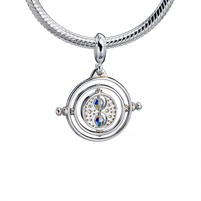 Time Turner Sterling Silver Slider Charm with Crystals