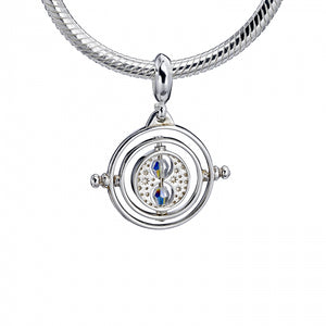 Time Turner Sterling Silver Slider Charm with Crystals
