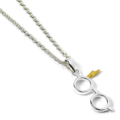 Harry Potter Glasses & Lightning Bolt Sterling Silver Necklace