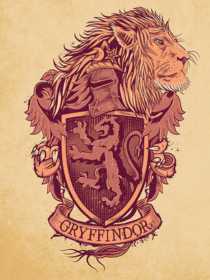 Gryffindor Crest and Lion Print Poster