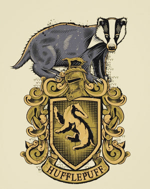 Hufflepuff Crest and Badger Print Poster