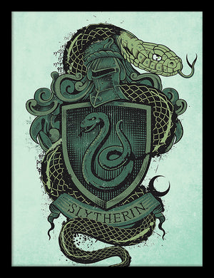 Slytherin Crest and Snake Print Poster