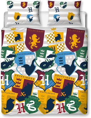Hogwarts House Stickers Reversible Double Duvet Cover Set