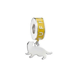 Sterling Silver Hufflepuff Silhouette Slider Charm with 2d Badger cutout