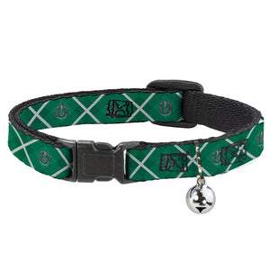 Slytherin Crest Plaid Cat Collar with Breakaway and Bell