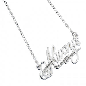 Always Sterling Silver Charm Necklace embellished with Crystals
