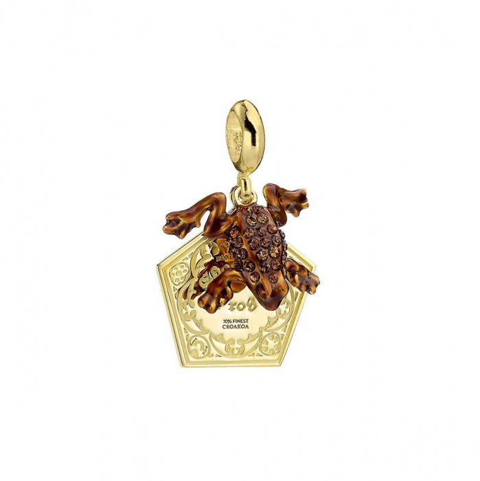 Chocolate Frog Slider Charm - Gold Plated Sterling Silver Embellished with Crystals