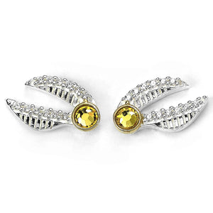 Golden Snitch Stud Earrings with Crystal Elements