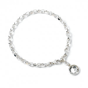 Sterling Silver Charm Bracelet Embellished with Crystal